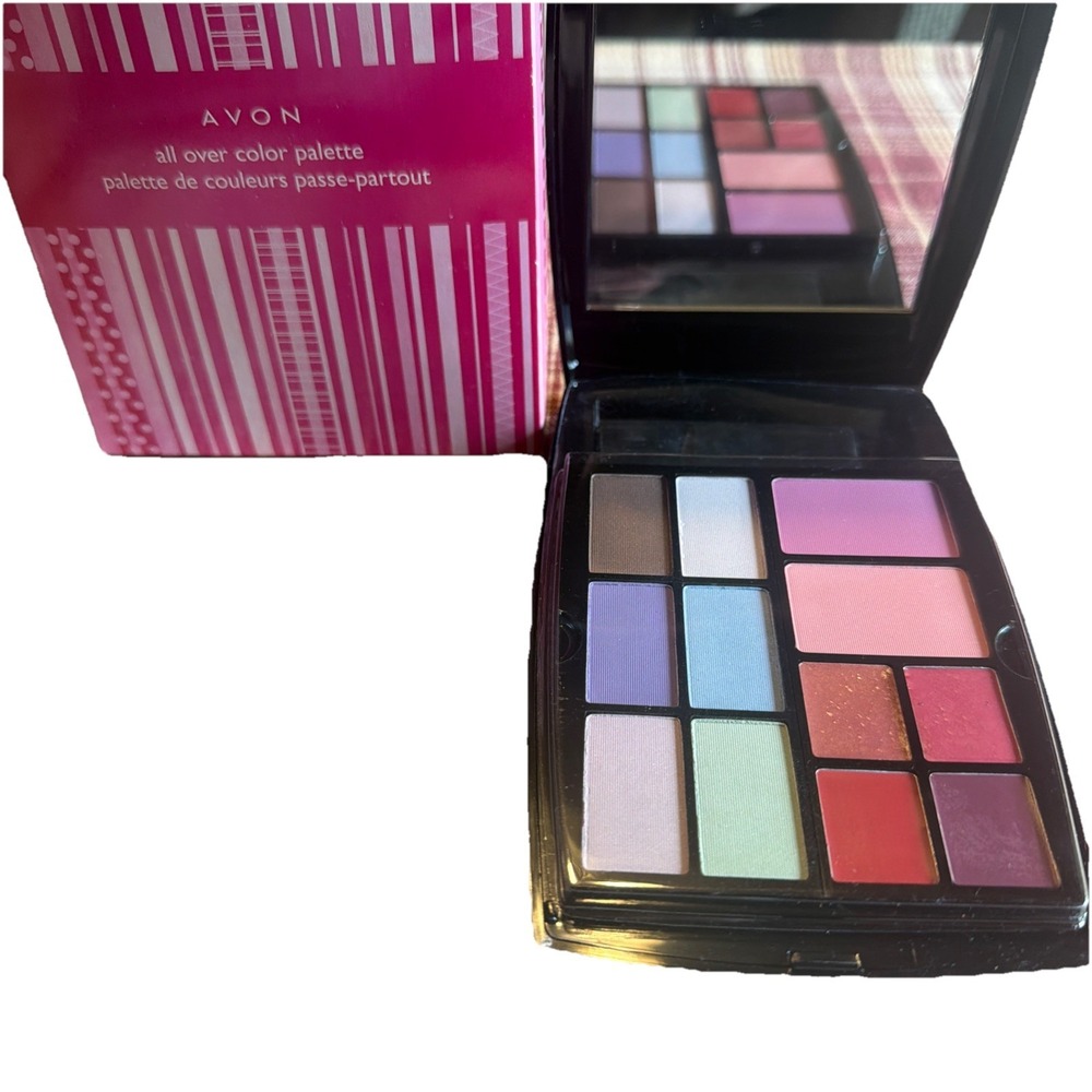 Avon All Over Color Palette Lip Colors, Eye Shadow, Face Powder, Two Blushes